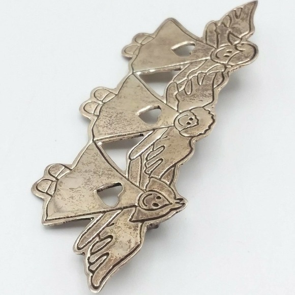 Vintage Whimsical Angel Brooch Pin Mexico Sterling Silver 925 Three Angels - Picture 3 of 8
